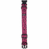 Pop Leopard dog collar in 4 cm width shown in flat-lay, pattern-first REPREVE canvas strap with ECONABLE buckle, EU-made.
