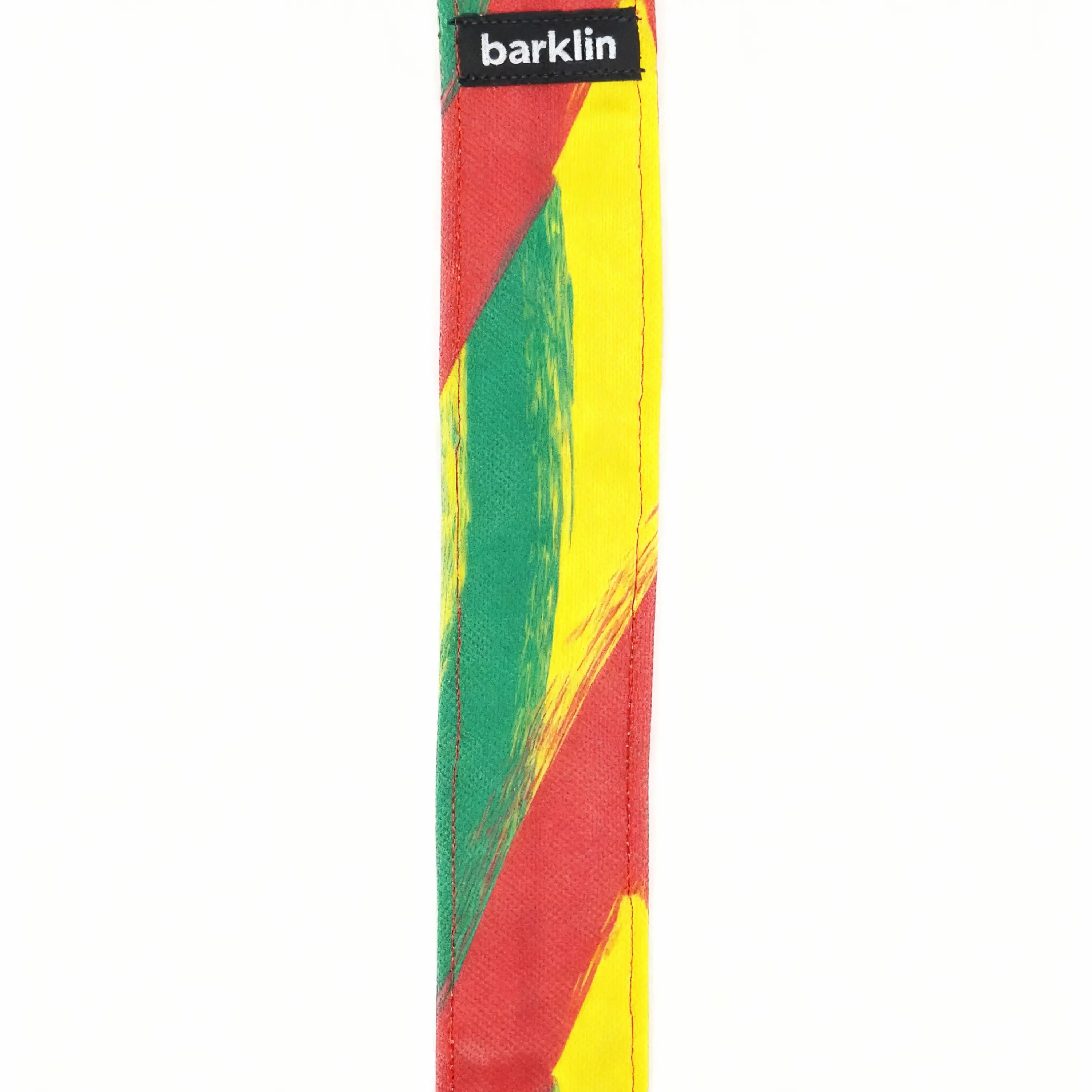 Rhythm collar pattern macro, REPREVE printed canvas detail on 4 cm strap, handmade in EU.