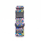 Wide dog collar 4 cm Electric Tribe pattern with ECONABLE recycled nylon buckle showing side release structure