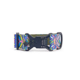Wide dog collar 4 cm Electric Tribe pattern with magnetic Fidlock buckle showing closure mechanism