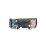 Wide dog collar 4 cm Glitch pattern with magnetic Fidlock buckle showing closure mechanism