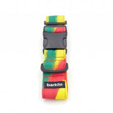 Wide dog collar 4 cm Rhythm pattern with ECONABLE recycled nylon buckle showing side release structure