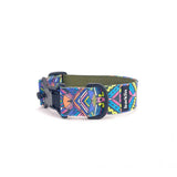 Wide dog collar 4 cm Electric Tribe pattern showing full arc structure and width profile