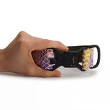 Wide dog collar 4 cm Kaleido Snake pattern shown in hand for size reference