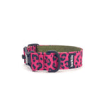 Wide dog collar 4 cm Pop Leopard pattern showing full arc structure and width profile
