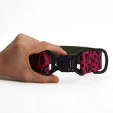 Wide dog collar 4 cm Pop Leopard pattern shown in hand for size reference